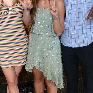 Green strapless dress